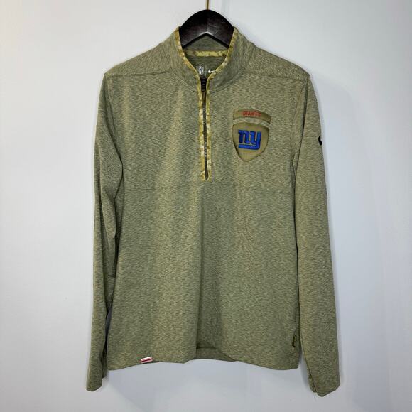 Nike New York Giants Nike Salute to Service Quarter-Zip Top Olive Men's M - Picture 2 of 11